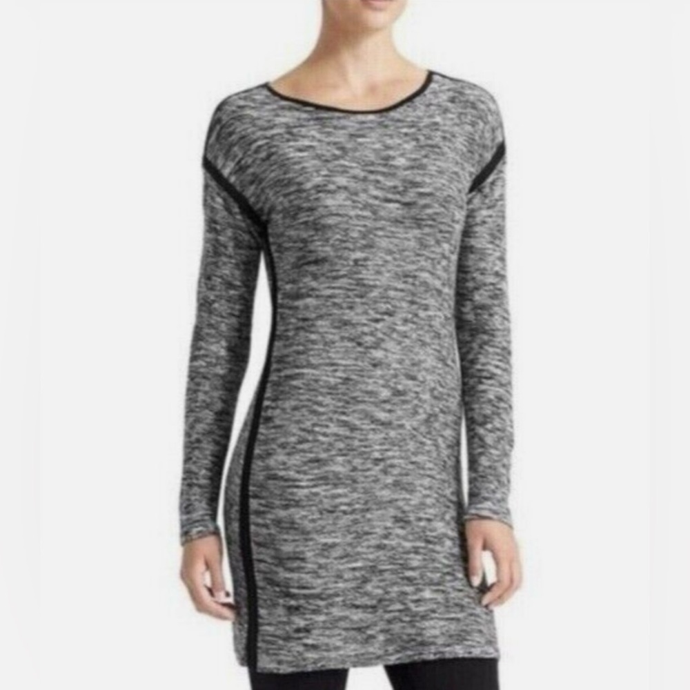 Athleta Solstice Sweater Dress Womens Small Black White Space Dye Tunic Knit